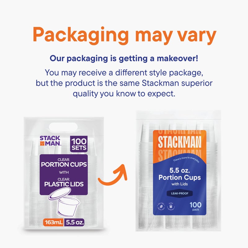 Stack Man [100 Sets - 5.5 oz.] Plastic Clear Portion Cups, Snack / Yogurt /Parfait/ Pudding / Souffle /Dessert Cups, Disposable Containers with Lids 5.5oz. - Image 4